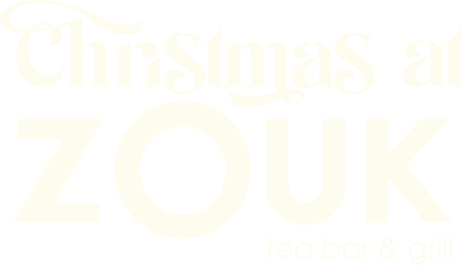Logo reading Christmas at Zouk tea bar & grill