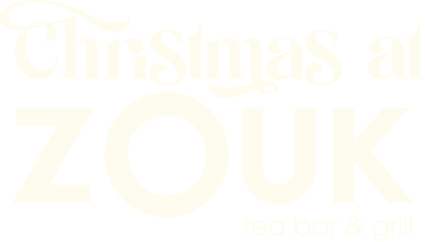 Logo reading Christmas at Zouk tea bar & grill