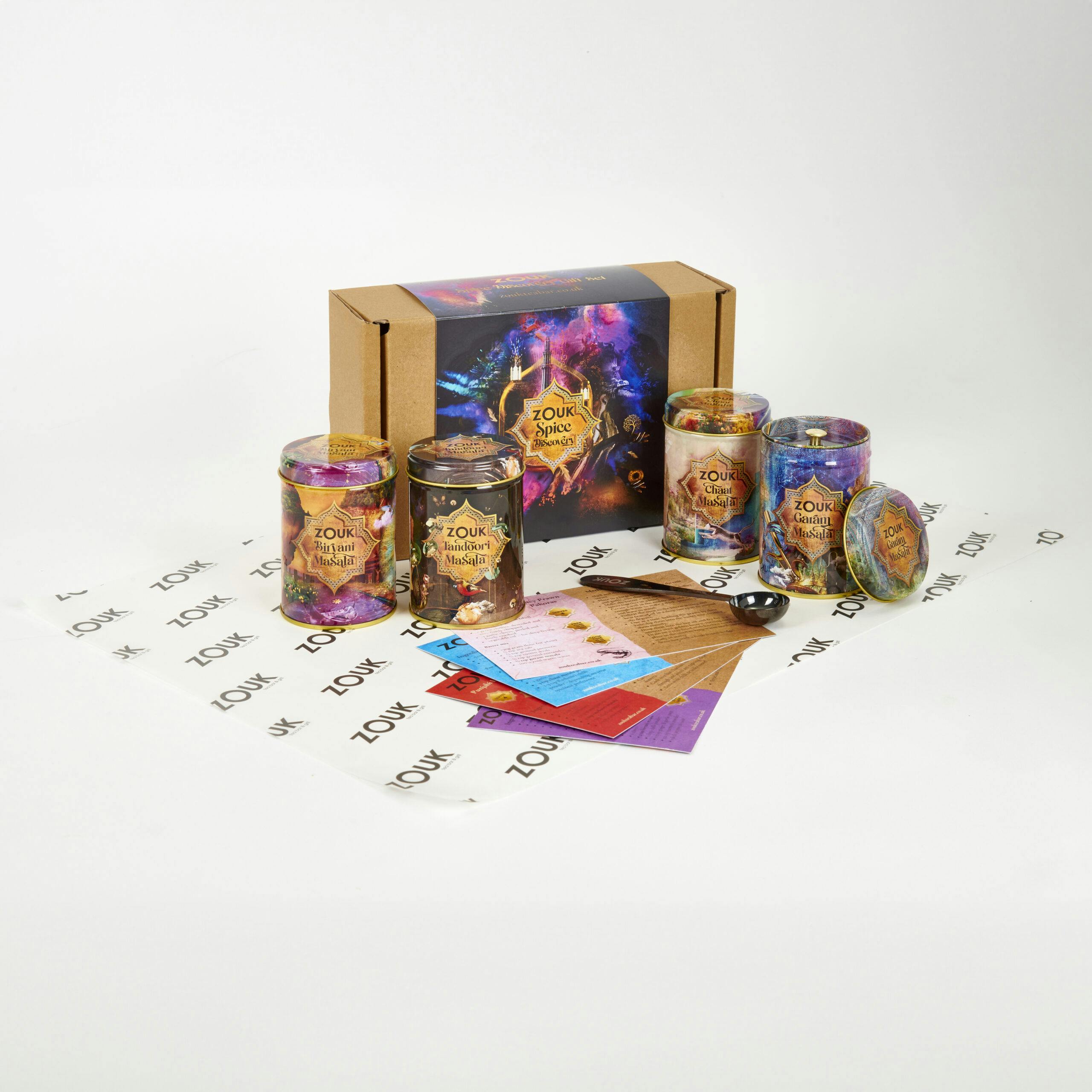 Zouk's Spice Discovery Kit Components Outside the Box